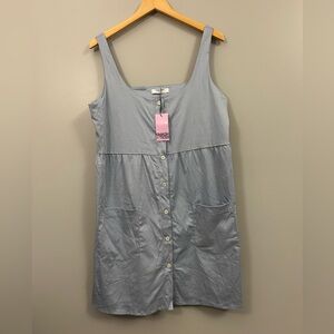 Smash + Tess Valentina Mini Dress Sky Blue Button-Down Large NWT